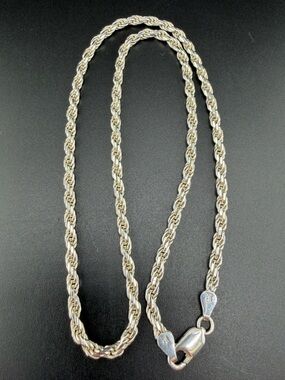 ITALY Sterling Silver 925 3.9mm Rope Chain Necklace 20"